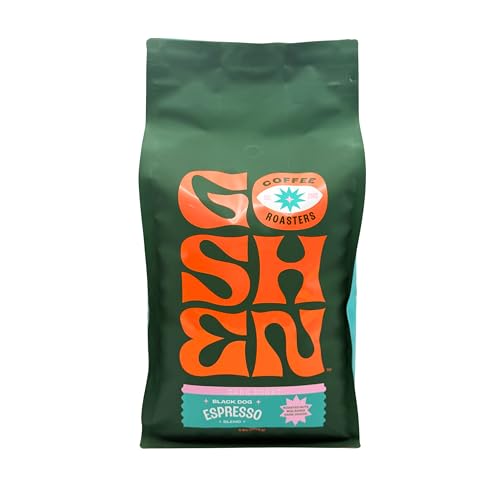 Image of Goshen Coffee Roasters Whole Bean Black Dog Espresso Blend | Dark Roast, Espresso or Brewed | Award-Winning, Natural and Washed | Roasted Nuts, Molasses, Dark Cocoa Flavors | 2 Lb Bag