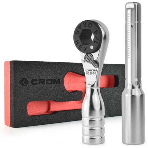 CROM 1/4-inch Mini Ratchet Wrench - Use As 1/4 Bit Ratchet, Extender, T-Handle Or 4-Inch Micro...
