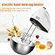 WAVATA Handmixer 260 W sieben Geschwindigkeiten einstellbar elektrischer Mixer mit Knethaken und Rührbesen weiß