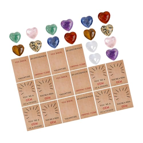 Yardwe 24 Juegos Tarjetas Delicadas de San Valentín para Piedras Acrílicas Forma de Corazón para Intercambios Escolares y Regalos Festivos