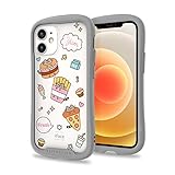 iFace x Pusheen [Inner Sheet + Reflection] Designed for iPhone 12 Mini (5.4') – Cute Shockproof [9H Tempered Glass + Bumper] Clear Case with Decorative Insert – Fast Food