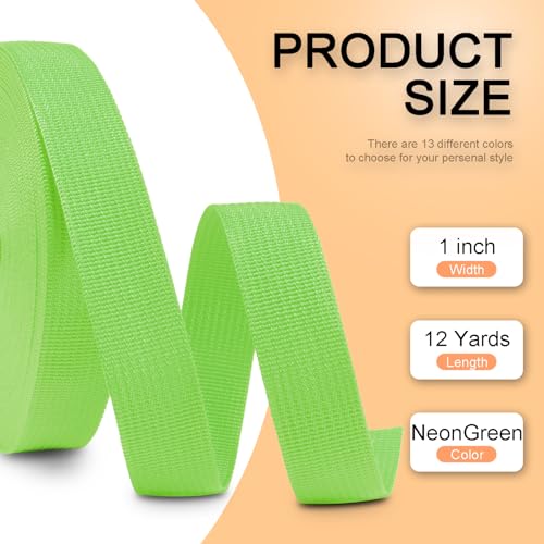 Image of CooBigo 12 Yards Webbing 1 inch & 1.5 inch & 2 inch Polypropylene Webbing Strap 1 Inch 1.5 Inch 2 Inch Wide Webbing Strapping for Bags /Lawn Chair /Pool Solar Cover DIY Crafting