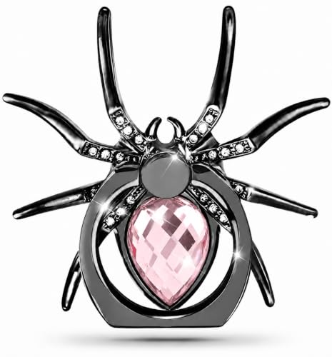 Image of Mizi Spider Phone Ring Holder Stand, 360 Rotating & 180 Flip Finger Grip Kickstand with 3M Adhesive, Zinc Alloy Rhinestone Phone Ring Holder for iPhone, Samsung & All Smartphones - Pink