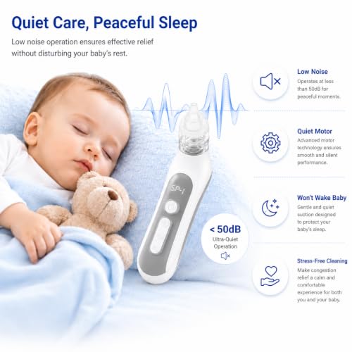 Image of ONESTA Electric Baby Nasal Aspirator | USB Rechargeable Nose Sucker with 3 Adjustable Suction Levels | 3 Soft Silicone Tips | Gentle Nose Cleaner for Newborn, Infant & Toddler