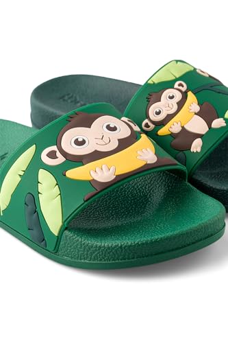 Dedoles Badeschuhe & Hausschuhe viele lustige Designs Bücher Kaffee Katze Party Pizza Dackel Fuchs Panda Delfin Geschenk, Farbe: Affen im Dschungel, Gr.: 32 EU 3