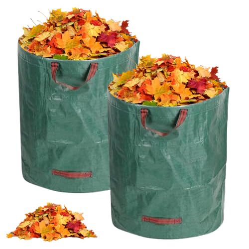 DASIAUTOEM 272L Gartenabfallsack, Gartensack Laubsack Gartenabfallsack, Stabil Gartensack Laubsack groß selbststehend UV-Beständig Wasserdicht Faltbar aus Polypropylen (2 Stück)