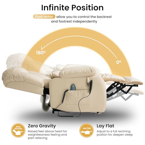 Image of Dual Motor Infinite Position Lay Flat Power Lift Recliner Chair for Elderly