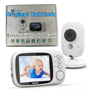 Babá Eletronica ТаkТаrk, Câmera Sem Fio com Visão Noturna e Tela Lcd de 3,2 Polegadas - Original ТаkТаrk