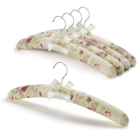 5 Pack Floral Padded Coat Hangers Cover