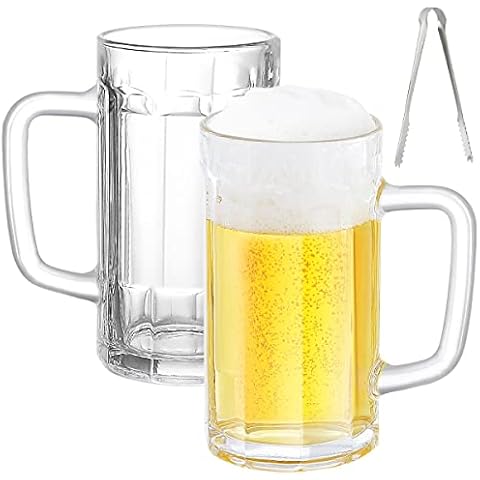 Wwyybfk Beer Mugs Set, Freezer Beer Glasses Mug with Handle, 16.5oz Glasses Beer Stein Mugs for Bar, Beverage, Dishwasher Freezer Safe 468ml 2-Pack Cover