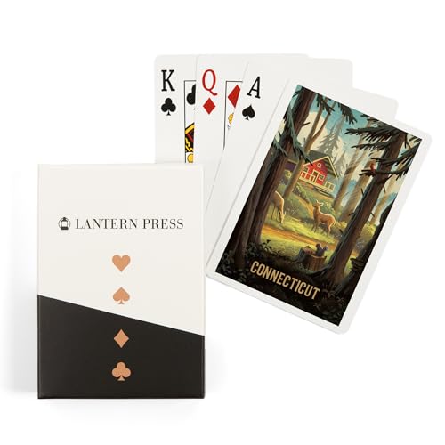 Lantern Press Connecticut, 52 naipes tamaño póker
