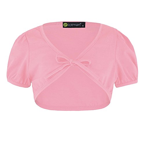 LOTMART Rageit Niña Bolero Corto Infantil Nudo Parte Delantera Bolero Corto Top Manga Japonesa - Rosa Claro, 9-10 Años
