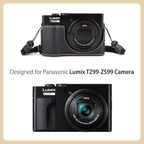 Funda para cámara Lumix ZS99 de piel sintética negra miniatura 2