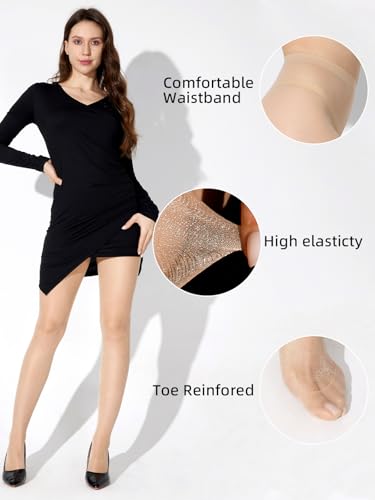 Women's Sheer Glitter Tights - 15D Control Top Shimmer Pantyhose Shiny Stockings Sparkly Tights4