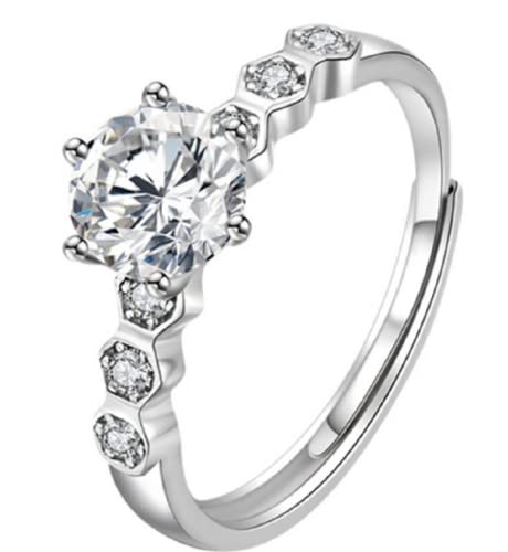 Generic Sterling Silver Halo Cubic Zirconia Tension Set Ring, One Size, Silver, Modern, Female, Engagement, Love, Heart Cut, Eye Clean, 5.0 grams, 0.925 Sterling Silver, 1 Count