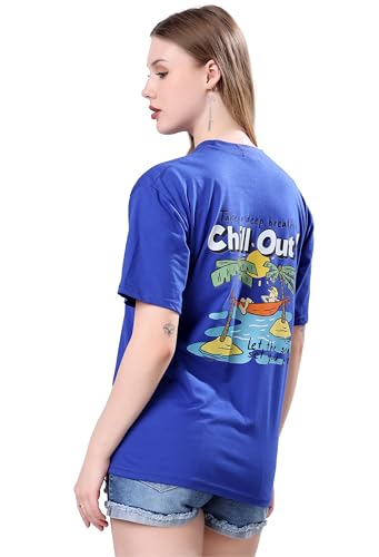 Image of London Hills Women's Cotton Oversized Fit Tshirt |Printed Oversized t Shirts Longline Drop Shoulder Boho Style T-Shirt