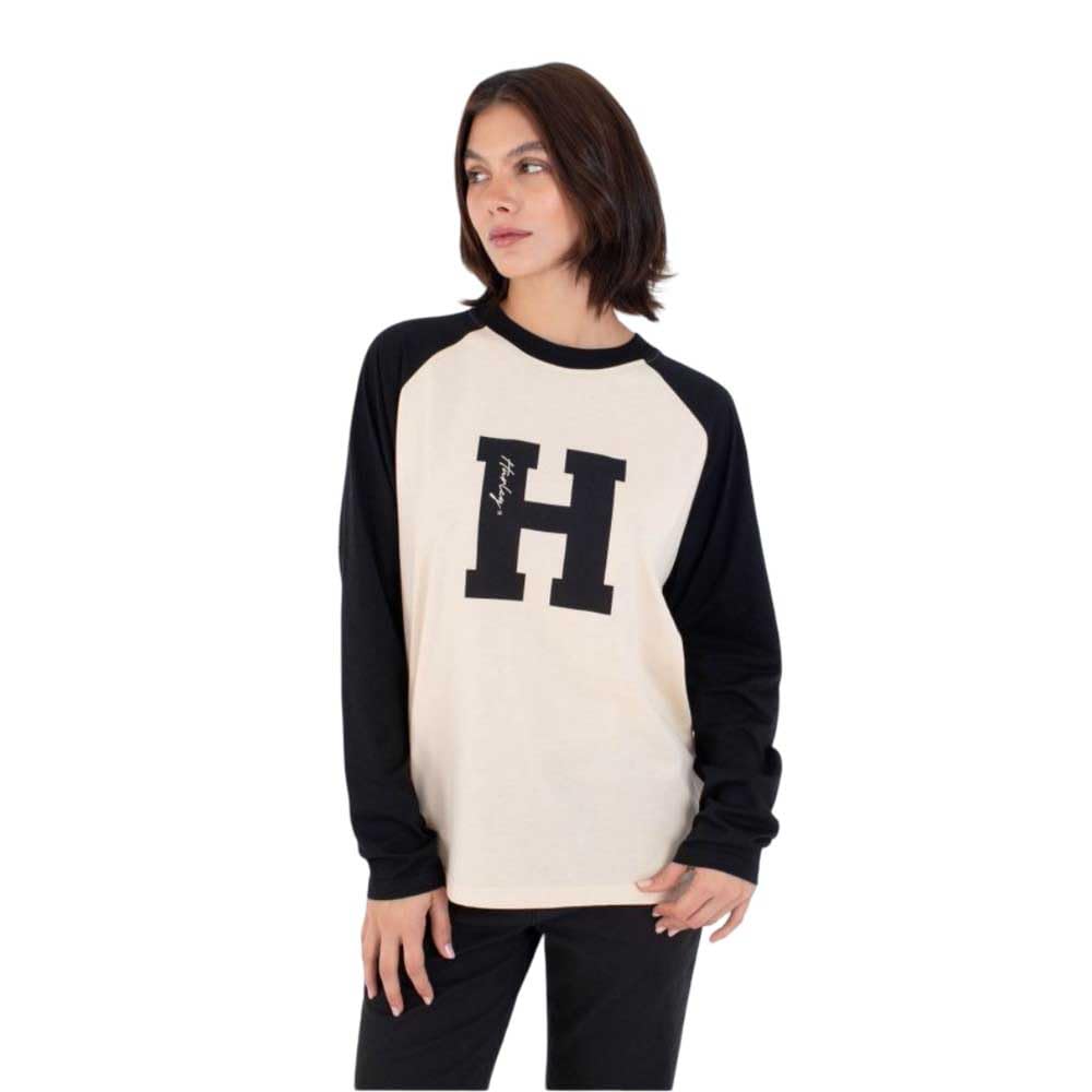 Hurley Womens Long Sleeve Out Run T-Shirt, Cream-Coloured, S EU