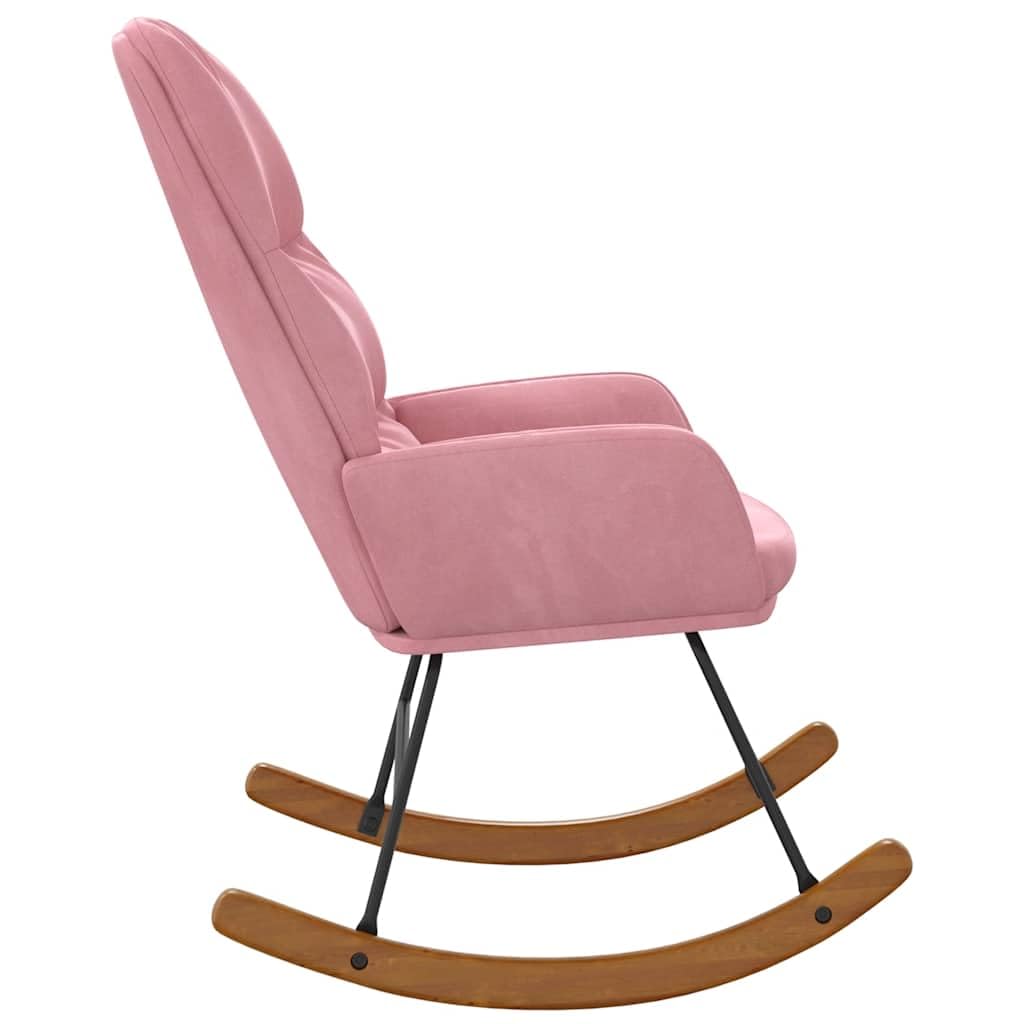 Mecedora de terciopelo rosa con acolchado y reposabrazos, silla de relax ergonómica para salón, dormitorio y habitación de bebé, sillón reclinable moderno con respaldo, balancín y estructura