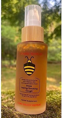 Stop Dry Cough with Cough Shield. 100% Natural, Honey-Based Syrup with Slippery Elm & Marshmallow Root. 220 Servings