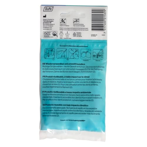 TePe Interdentalbürste, Original, Blau, 0,6 mm/ISO 3, 8 Stk., Plaque-Entfernung, effiziente Reinigung der Zahnzwischenräume, für mittelgroße Lücken