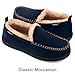 VONMAY Men's Moccasin Slippers Fuzzy House Shoes Fluffy Fur Winter Warm Memory Foam Indoor Outdoor, Navy Blue, Size 12