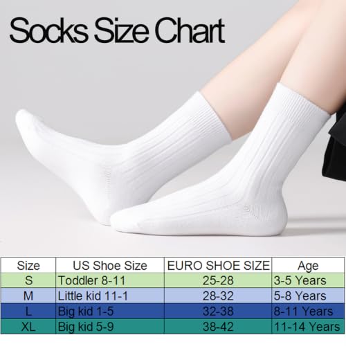Image of 3 Pairs Boys Dress Socks Kids Girls Black Crew Uniform Sock for Toddler