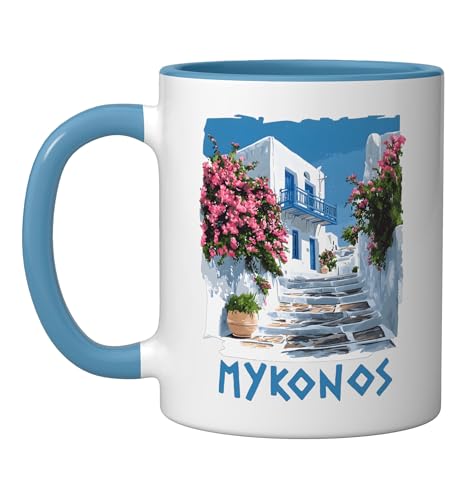 Taza de Cerámica Mykonos Azul y Blanco miniatura 1