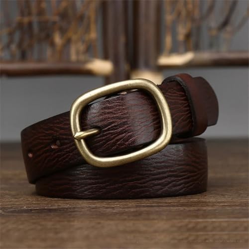 2.8cm Retro Women’s Leather Belt, Thick Genuine Cowhide, Copper Pin Buckle4