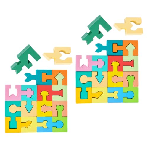 Rompecabezas de madera geométricos VALICLUD de dos sets para el aprendizaje interactivo infantil