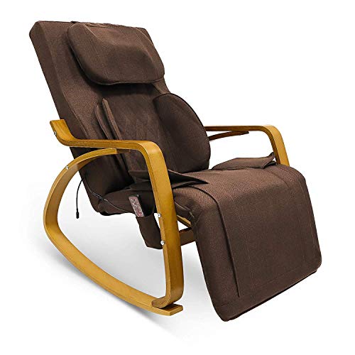 Furgle Massage Chair w/Air Compress 3D Shiatsu Massage, 8 Modes Full Body Massage Vibration Heat Rocking Recliner Kneading Tapping Rolling for Shoulder Neck Back Waist and Hips (Large, Dark Brown)