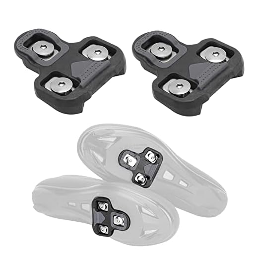 Poiuqew Chuteiras para bicicleta, suporte para pedais de ciclismo – Boia de 9 graus, para conjunto de travas Peloton para uso interno e externo de bicicleta, para mulheres e homens, sapatos de spinning e ciclo, 1 par – Preto