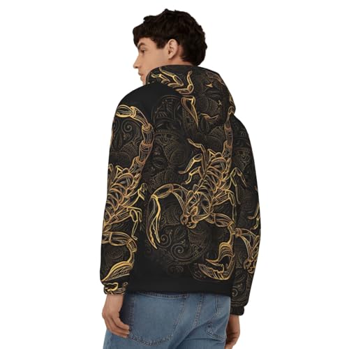 Sweat à capuche zippé scorpion doré en polyester doux contre le froid - 5