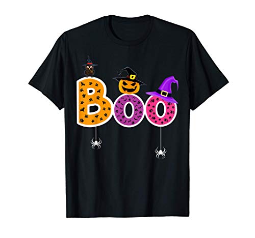 Boo Halloween Costume Spiders, Ghosts, Pumkin & Witch Hat Maglietta