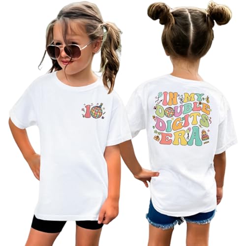 in My Double Digits Era Birthday Girl Shirt 10th Birthday T-Shirt for Girls 10 Years Old B-Day Party Gifts Tee Tops