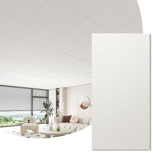 Image of Art3d 2x4 Ft Printed Stucco Decorative Drop Ceiling Tiles, 10-Pack White