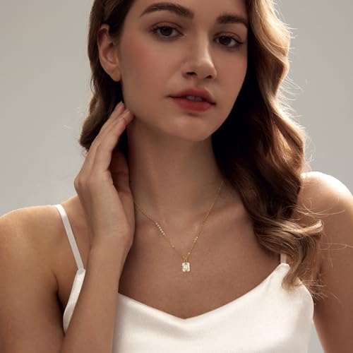 Luxval Dainty Gold Plated Diamond Pendant Necklace - Simple CZ Solitaire Cubic Zirconia Choker for Women - Trendy Girls Gold Jewelry Gift