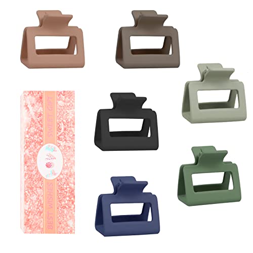 Fermagli per capelli medi per donne e ragazze, 5 cm rettangolari opachi, piccoli fermagli per capelli sottili/medi spessi, graziosi fermagli per capelli antiscivolo - 6 punti (colore freddo)