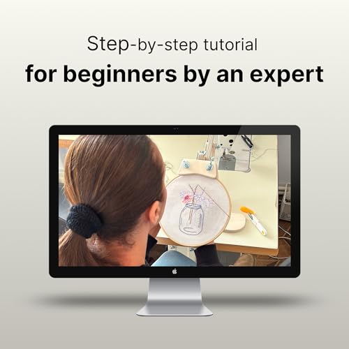 Image of Looples Embroidery Kit for Beginners and Adults with Video Tutorials - Complete Embroidery Starter Kit with 3 Stamped Floral Patterns, Hoops, Threads, Needles, and Instructions (Car, Globe and Camera)