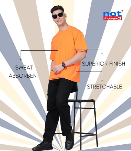 Image of Not Funny 280 GSM Pure Organic Cotton Oversized t Shirts for Men | Drop Shoulder Tshirt for Men & Boys (Available in Black, Blue, Beige,Orange & White)