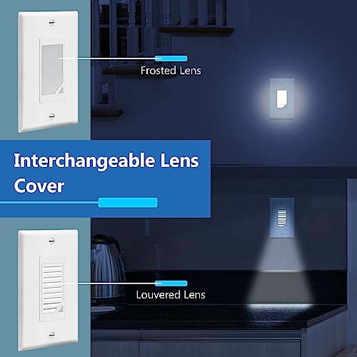 Image of LIDER Full Face LED Decorator Guide Light with Automatic Daylight Sensor, Decorator Night Light, 120VAC /15A, LGL-FL-WWP, Wall Plate Included, UL Listed, Thermoplastic, Matte White, 2-Pack