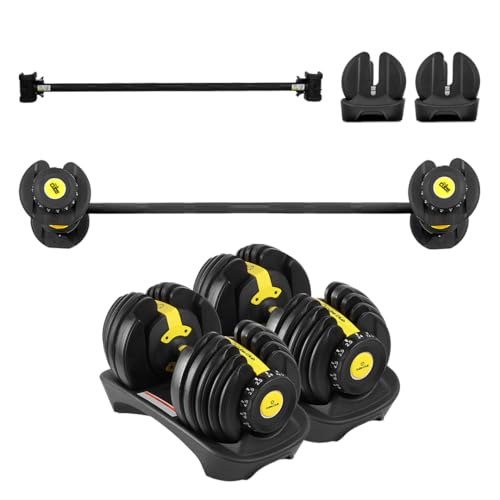 The Cube Club Alloy Steel Adjustable Powerbells 52.5 Lbs Pair With Barbell Connect | Adjustable Dumbbells With Barbell For Home Gym For Men & Women, 5