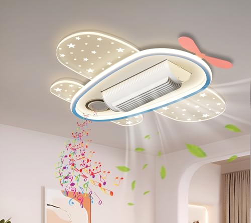 Image of Smartway Flavia 70 cm Kids Ceiling Fan Chandelier with LED Light |Bluetooth Speaker| BLDC Noiseless Motor | Auto Rotating Fan Light | 3 Color Mode|Remote & App Control | Modern Fan for Kids Room