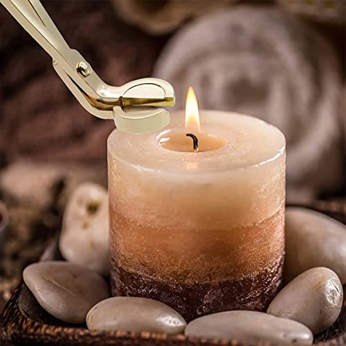 QeeHeng 3PCS Stainless Steel Candle Cover Tools,Candle Snuffer,Wick Trimmer and Wick Dipper,Candle Care Tools Set (Gold) - Image 3