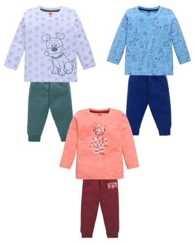 Image of LuvLap Baby Boys 100% Cotton Full Sleeve Boys T-Shirt & Pyjama Sets Pack of 3