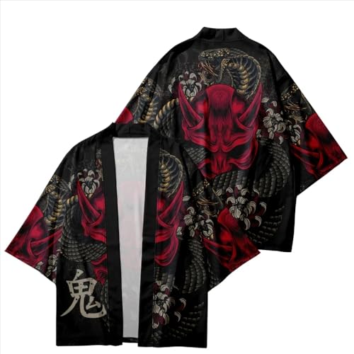 Demon Graphic Japanese Style Traditional Kimono Trendy Cosplay Samurai Male Cardigan Beach Casual Haori Yukata3