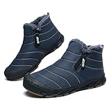 Snow Boots Mens Waterproof Winter Boots Fur Lined Warm Ankle Boots Zipper Closure Slip on Outdoor Boot Comfortable Walking Shoes