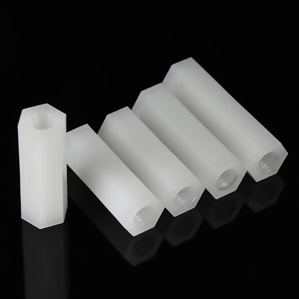M4 Distanziali Esagonali Nylon Femminile Filettato Distanziatore Esagonale Bianco M4x40mm (20 Pezzi)