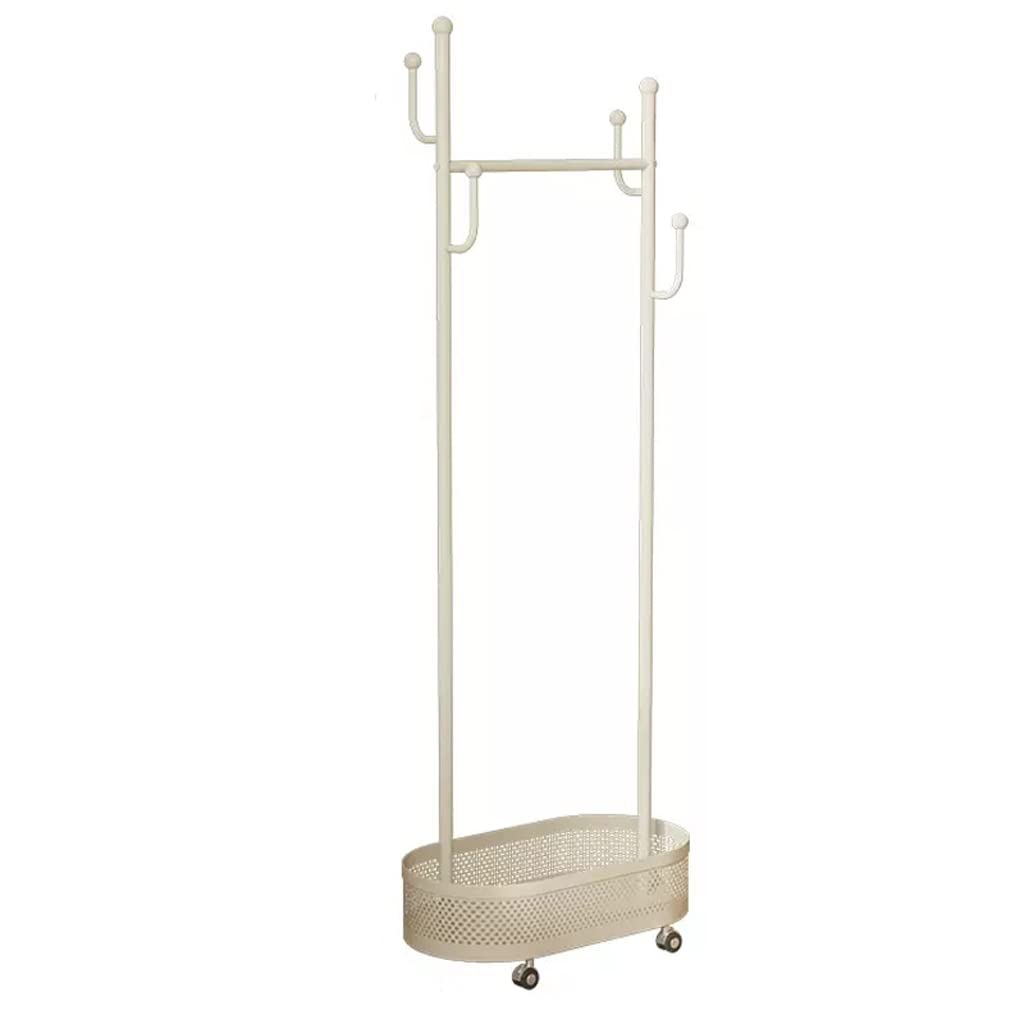 Porte-manteau sur pied du sol au plafond avec panier à vêtements sales et roulettes pour chambre