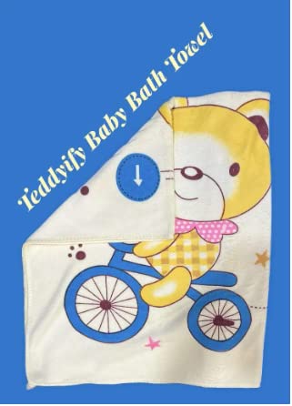 TEDDYIFY Soft Cotton Baby Bath Towel for Infants, New Born Babies and Toddlers, High Absorbent, Soft Cotton Premium Washcloth (Colours and Print As Per Availability) (Pack of 1 Towel) - Image 3 thumbnail