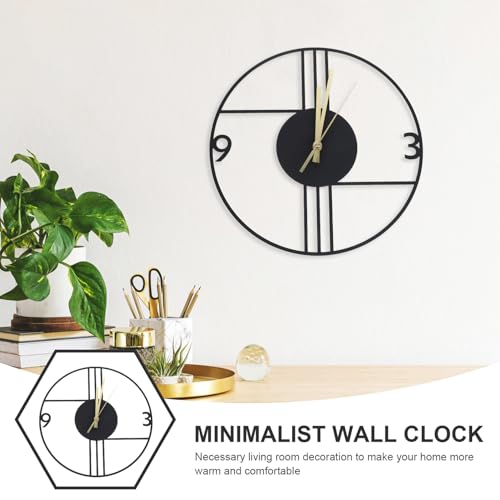 Horloge Murale Silencieuse Design Moderne Fer Noir Salon